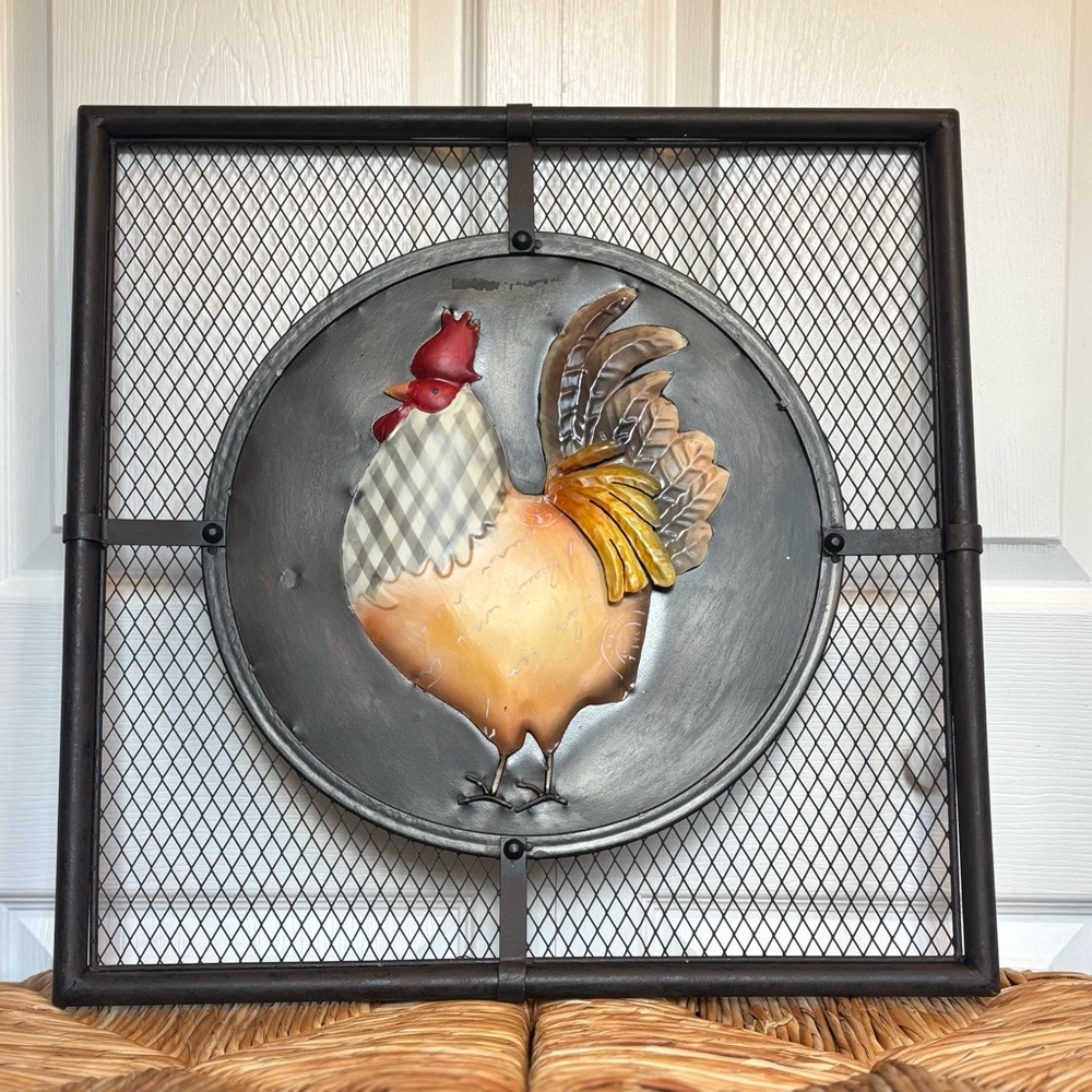 Large Metal Country Barn Farmhouse Rooster Wall Art Approx. 53 cm x 53 cm